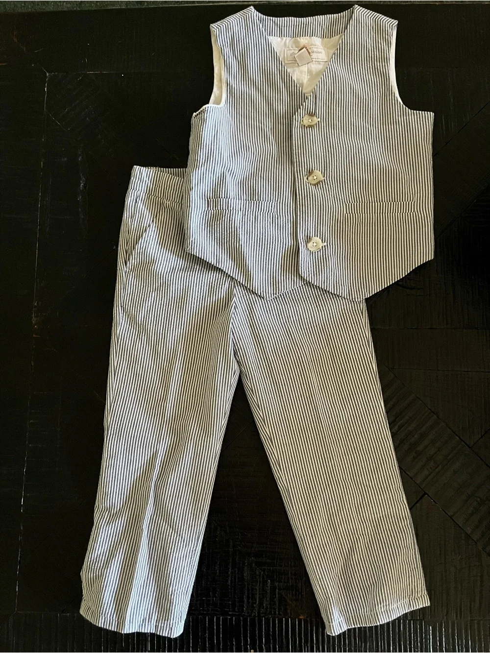 Children's Gymboree Pinstriped Vest & Pants Set - Blue/White